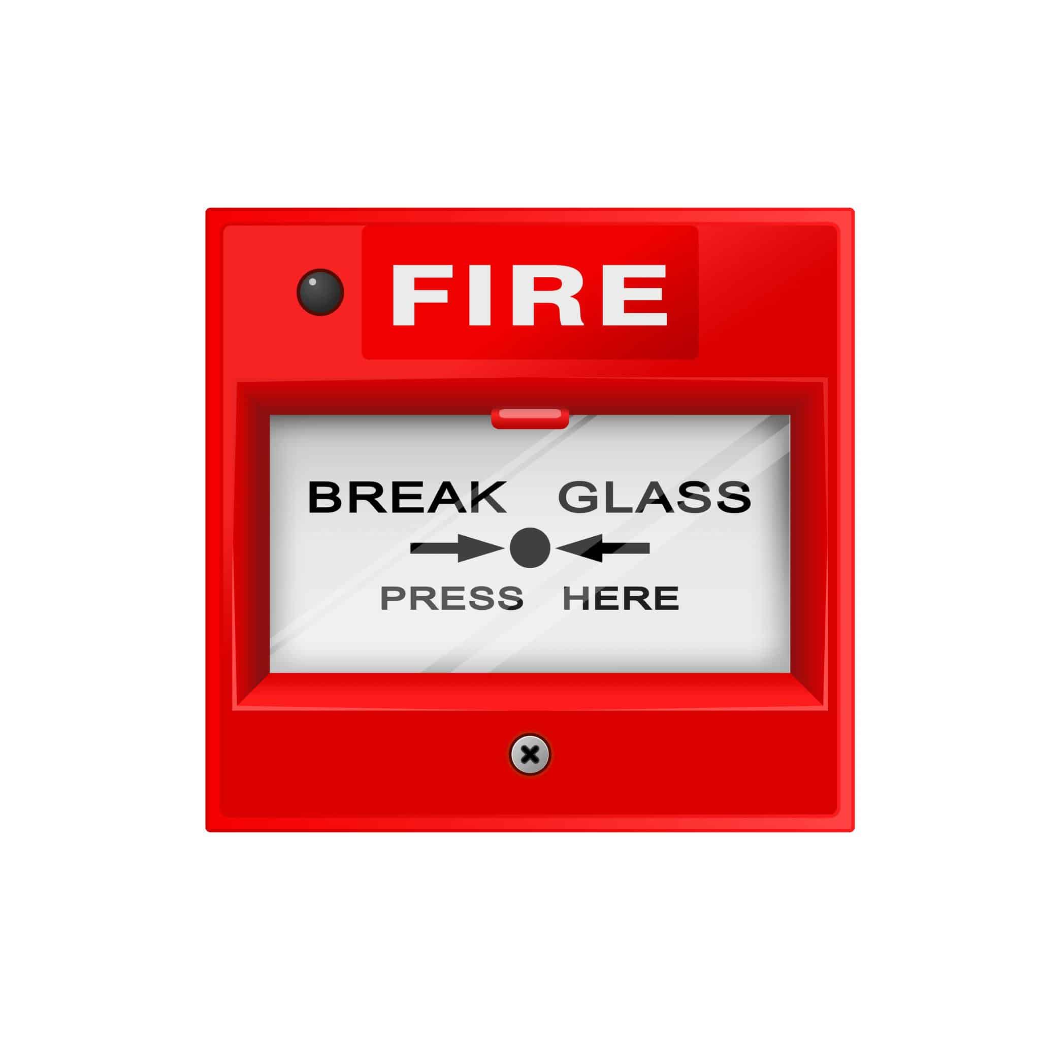 fire alarm box on wall, warning and security system, siren